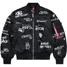 Alpha Industries Bomberjacke ALPHA INDUSTRIES "MA-1 Peace", Herren, Gr. XL, schwarz, Obermaterial: 100% Nylon; Futter: 100% Nylon; Füllung: 100% Polyester, Jacken Bomberjacke