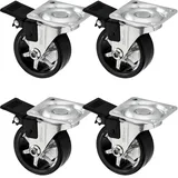 SOTECH 4 Stück Design Lenkrollen SHIFT Rollen-Ø 50 mm schwarz mit Feststellfunktion, belastbar bis 140 kg (35 kg pro Möbelrolle), Höhe 64 mm