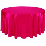 Tischdecke Rund Runde Satin-Tischdecken mit hellem, glattem Stoff, einfarbig, for Hochzeits-, Party-, Restaurant- und Bankettdekorationen(Fuchsia,108inch-275cm)