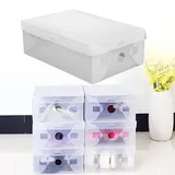 FENNNDS Schuhboxen 28x18x10cm, 20er Set, Schuh-Organizer aus Kunststoff Schuhkarton Faltbar und Stapelbar Transparent, Schuhbox für Damen Turnschuhe, Absätze und Flats, bis Größe 39