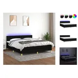 vidaXL Boxspringbett mit Matratze & LED Schwarz 180x200 cm Stoff