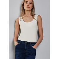 STREET ONE Damen, A322896 Basic Top in Unifarbe, Off White, 44