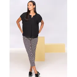 Kurzarmbluse HEINE, Damen, Gr. 42, schwarz, 100% Polyester, unifarben, Rundhals, Kurzarm, Blusen