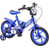 Baroni Toys Blaues Kinderfahrrad mit Stützrädern, Sportfahrrad für Kinder aus Stahl, Kinderfahrrad mit Stützrädern, Kinderfahrrad für Kinder von 4 bis 7 Jahren, Größe 14 Zoll