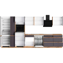kochstation Winkelküche L-Form 490 cm braun