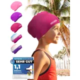 KIDVERSE Badekappe Kinder wasserdicht - Schwimmhaube Kinder mit Anti-Rutsch-Noppen - Badekappen für Schwimmer mit UV Schutz - Schwimmhaube Mädchen - Reißfeste Badehauben in verschiedenen Größen