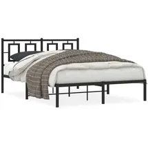 vidaXL Bettgestell mit Kopfteil Metall Schwarz 140x190 cm
