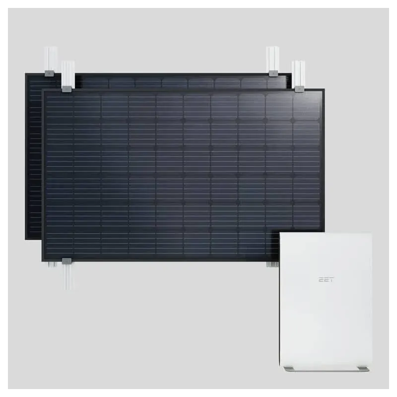 EET Balkonkraftwerk Solmate Zaun 2x PV-Panel + Speicher 1,44kWh 0% MwSt nach §12 Abs. 3 UstG