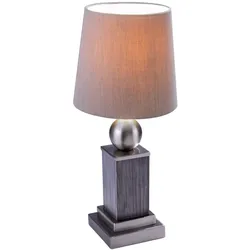Textil Tischleuchte, Holz, nickel matt, Höhe 34 cm