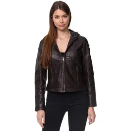 Tazzio Lederjacke Damen Leder Jacke Echtleder Biker Look F503 (L, Braun) - L