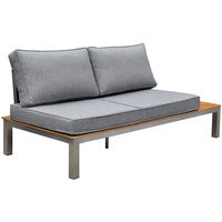 OUTFLEXX 2-Sitzer Sofa, silber/grau, Edelstahl/FSC-Teakholz/Textil, 168 x 79 x 64 cm