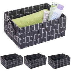 4er-Set Aufbewahrungskorb MCW-C37, Dekokorb Korb Körbchen Aufbewahrung Regalkorb Deko 12x28x20cm ~ dunkelgrau