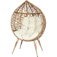 HOME DECO FACTORY The Sessel, Ei, aus Polyrattan, Kissen aus Stoff, Beige, Länge 100 cm, Braun, Einheitsgröße