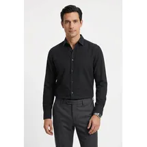 Boss Leinenhemd Regular Fit Schwarz L