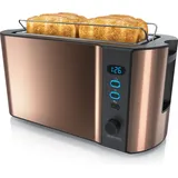 Arendo Toaster 4 Scheiben, 1500W, Langschlitz, Brötchenaufsatz, Wärmeisoliert, Display Kupfer