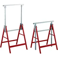 Relaxdays Klappbock 2er Set Stahl 7-fach höhenverstellbar rot/Silber