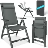 Kesser KESSER® Gartenstuhl Hochlehner mit Armlehnen Aluminium Klappstuhl inkl. Kopfkissen Campingstuhl 7-Fach Verstellbar Rückenlehne Atmungsaktiv & Wetterfest Klappbar & Anti-Rutsch