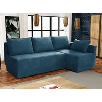 MIRJAN24 Ecksofa Nestor Cord, mit Bettkasten und Schlaffunktion, Rückenlehne in Form beweglicher Kissen blau