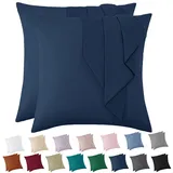 Vielit Kissenbezug 80x80 Dunkelblau Weich Kopfkissenbezug 80x80 2er Set Mikrofaser Kissenbezüge 80x80 Pillowcase Deko Kissenhülle Für Kissen 80x80 Öko-Zertifikat Resistent Hypoallergen