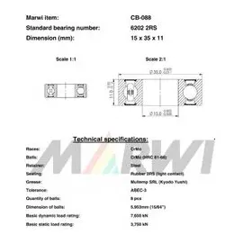 Marwi Rillenkugellager 6202 Union CB-088 15 x 35 x 11 mm