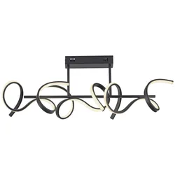 LED Deckenleuchte, schwarz, modern, geschwungenes Design, Dimmfunktion