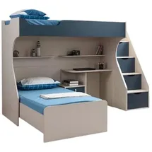 JV Möbel Kinderzimmer-Set aus Holz in Blau mit Bett, Nachttisch