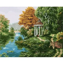 Ideyka: Malen nach Zahlen, Pavillon am Flussufer - 40 x 50 cm
