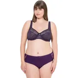 Ulla Popken Damen große Größen Übergrößen Plus Size Bügel-BH, Blütenspitze, Vollspitze aubergine 115C 727062846-115C