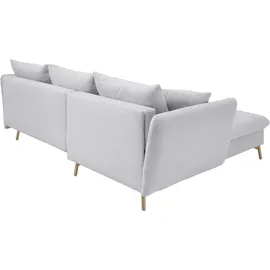 Andas Ecksofa »MERLE, 258 cm, L-Form, traumhafter Cord,«, mit Bettfunktion und Bettkasten, Liegefläche 224 x 139 grau