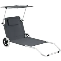 [en.casa] Lazkano Sonnenliege 150 x 62 x 60 cm Dunkelgrau