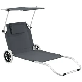 [en.casa] Lazkano Sonnenliege 150 x 62 x 60 cm Dunkelgrau