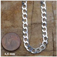 HOPLO Panzerkette Silberkette Panzerkette Länge 45cm - Breite 4,5mm - 925 Silber, Made in Germany silberfarben 45 cm Damengröße