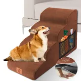 Zvonema Hundetreppe, Wasserdicht Hundetreppe für Kleine Hunde, Hundetreppe 50cm Hoch, Hundetreppe 4 Stufen, Hundetreppe Bett, Waschbar Haustiertreppe Hunderampe aus Schaumstoff (72x40x52CM)