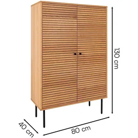 House Nordic Highboard KYOTO 80 x 130 cm Braun / Schwarz