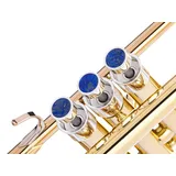 Schwere, benutzerdefinierte Fingerknöpfe für alle Bach Stradivarius, Artisan, New York, Chicago, TR200, alle Stradivarius-Flughelhorns, alle Stradivarius-Kornett-Modelle (versilbert, Lapislazuli)