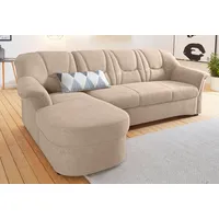 Ecksofa DOMO COLLECTION "Sarafina L-Form" Sofas Gr. B/H/T: 232cm x 83cm x 146cm, Microfaser PRIMABELLE, Recamiere links, ohne Bettfunktion-ohne Federkern, beige (natur) wahlweise mit Bettfunktion, optional Federkern