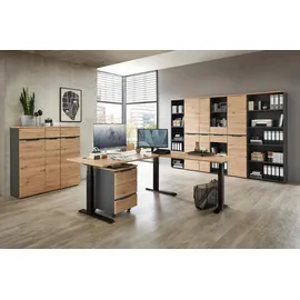 Innostyle Komplettbüro MEMPHIS X 9-teilig Front Artisan Eiche Korpus Graphit