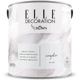 Crown ELLE DECORATION Angelic No. 606, 2,5 L, extra-matte Premium Wandfarbe für Innen, für Wände und Holz, hohe Deckkraft, Innenfarbe,reines kühles Weiß