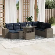 vidaXL Gartensofa-Set 9-tlg. grau Polyrattan