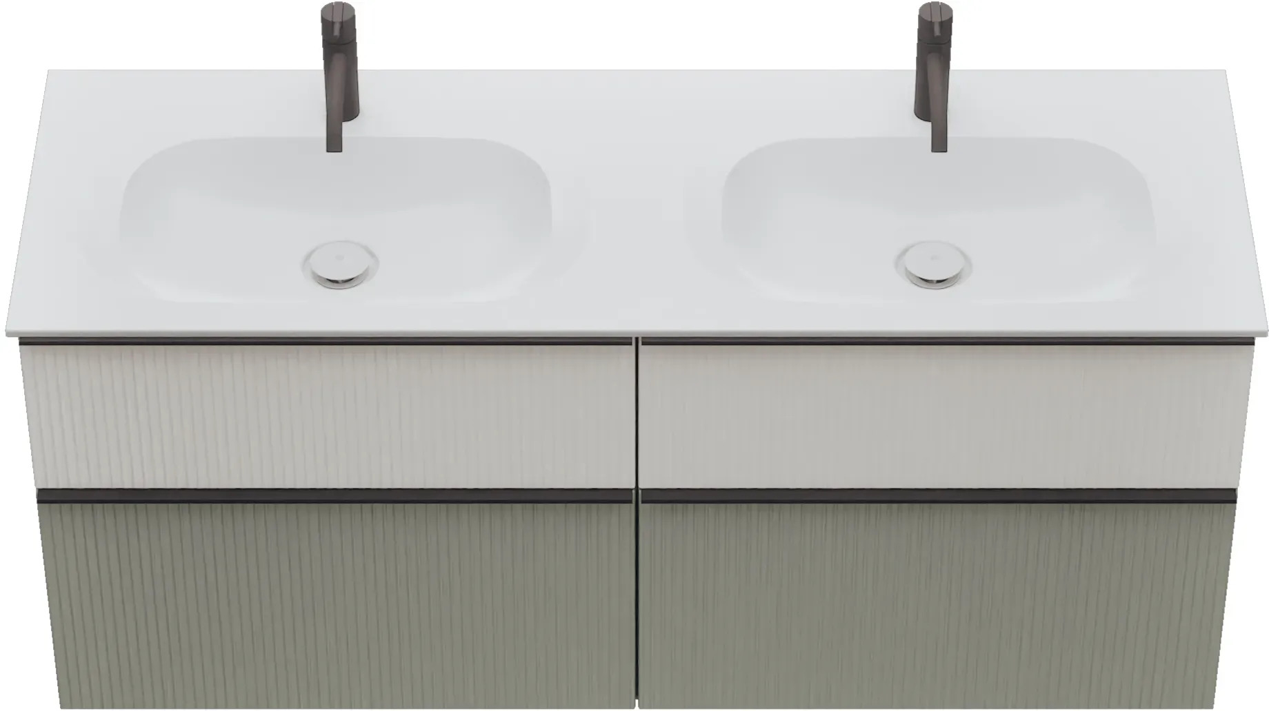 burgbad Fiumo 2.0 Badmöbel-Set 1420mm Rauchgrün Softmatt/Alpinweiss - Rauchgrün Softmatt