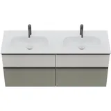 burgbad Fiumo 2.0 Badmöbel-Set 1420mm Rauchgrün Softmatt/Alpinweiss - Rauchgrün Softmatt
