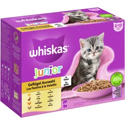 Whiskas Junior Geflügel Auswahl in Gelee Multipack 12 x 85 Gramm Katzennassfutter