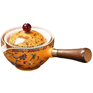 Keramik-Teekanne Drehbarer Teebereiter, Multifunktionale Japanische Teekanne Mit Seitlichem Griff,Einhändig Um Kungfu Tropf Teekanne Für Zuhause Und Bür