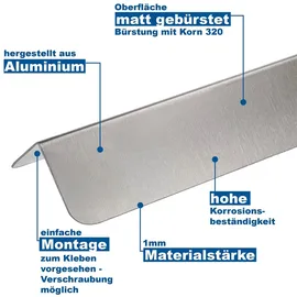 MS Beschläge Edelstahl Wandkantenschutz 1500mm - Eckschutzwinkel Eckschutzprofil EG - 20x20mm