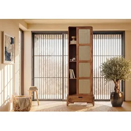 MASSIVMOEBEL24.DE Schrank Mango/seegras 70x40x200 hellbraun lackiert MIZUMI 111