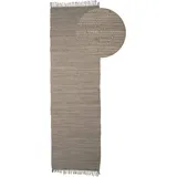 carpetfine Kelim Chindi uni Wendeteppich 60 x 180 cm Grau