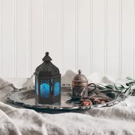 Mobili Rebecca Kerzenhalter Rebecca Ethnischer Metallglas Blau Schwarz