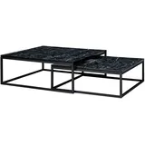 FineBuy Couchtisch 2er Set Marmor Optik Satztisch Modern Metallgestell Sofatisch