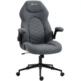 Vinsetto Bürostuhl, Ergonomischer Schreibtischstuhl, Computerstuhl mit Wippfunktion, Verstellbaren Armlehnen, Drehstuhl mit Weichem Kissen, Mikrofasertuch, Dunkelgrau
