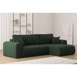 Kaiser Möbel Ecksofa mit Schlaffunktion L-förmiges Sofa Capri Stoff Poso Grün Rechts